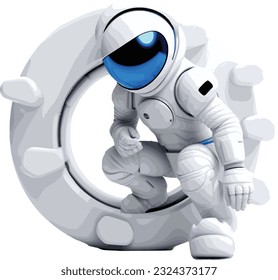 Astronaut 3D-Vektorgrafik, Weltraumanzug, weiße Pose