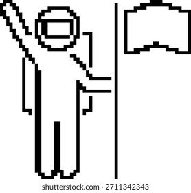 Astronauten-8-Bit-Pixel-Symbol. Vektorgrafik.