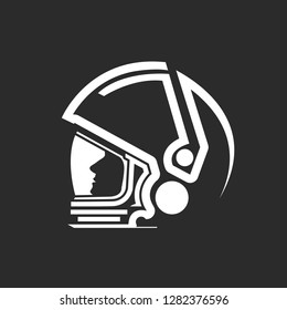 astronaut abstract helmet, modern color design flat and silhouette lines, emblem logo, logotype, vector logo templates, brand logo and web