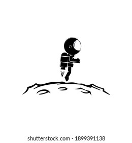 Astronaut Abstract Vector Sign, Emblem, Icon or Logo Template. Astronaut on moon.