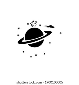 Signo vectorial abstracto de astronauta, Emblema, icono o plantilla de logotipo. Astronauta en luna.