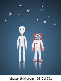 Astronaut and alien  