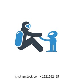 astronaut and alien friend