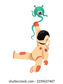 astronaut with alien green characters