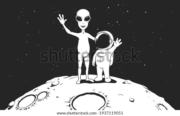 Astronaut Alien Welcomes Usfriendship Humanoid Spacemanvector Stock Vector Royalty Free 