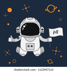 Astronaut all star in galaxy style cartoon, vector illustration 