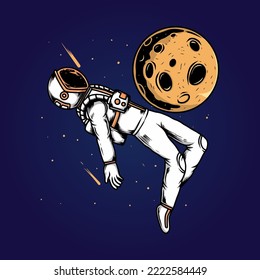 astronaut alone on the moon illustration
