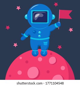 Astronaut is alone in outer space. Funny cosmonaut.