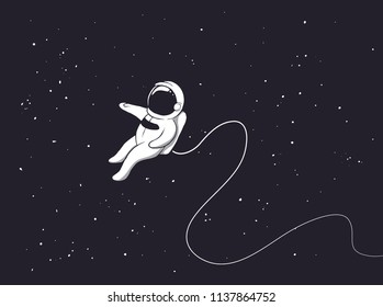 Astronaut is alone in outer space.Space illustration