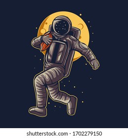 astronaut american football vector illustration
