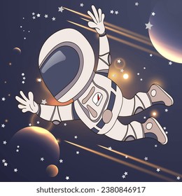 An astronaut among the stars in outer space. Vector.
