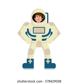 Astronaut angry Emoji. spaceman aggressive emotion isolated
