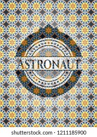 Astronaut arabesque style emblem. arabic decoration.