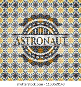 Astronaut arabic emblem background. Arabesque decoration.