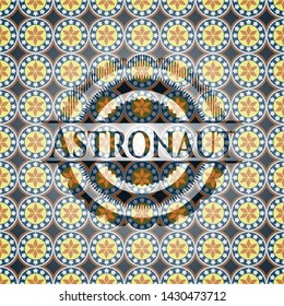 Astronaut arabic style emblem. Arabesque decoration.