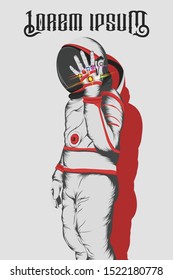 Astronaut Art Design Silhouette Style With Dangerous Stone White Background. Vector Stock Illustration