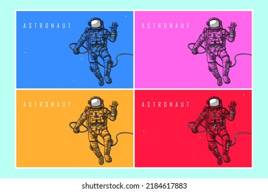 Astronaut art space vector wallpaper galaxy colorful