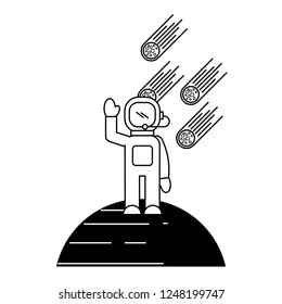 astronaut asteroids and planet galaxy