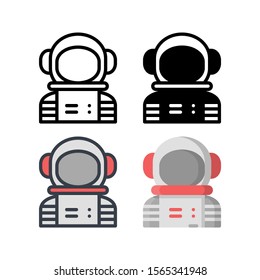 Astronaut avatar icons. With outline, glyph, filled outline and flat style