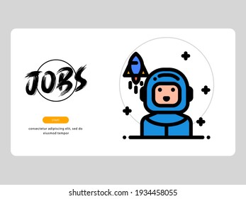 The astronaut avatar on an professions-themed white background is perfect for learning materials and visual illustration on digital products