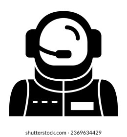 Astronaut avatar solid icon. Spaceman vector illustration isolated on white. Cosmonaut glyph style design, designed for web and app. Eps 10
