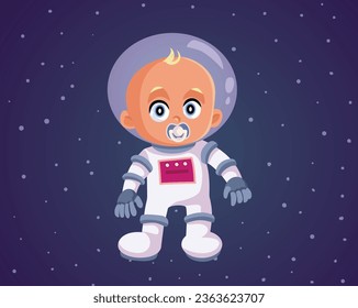 
Astronaut Baby Floating in Space Vector Cartoon illustration. Cute little cosmonaut in adventurous space travel exploration
