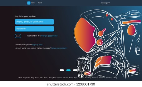 astronaut background. technology space concept.  User interface for Big data flow processing concept, cloud database, isometric vector, web hosting