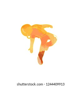Astronaut as a balloon. Watercolor effect. Without background.