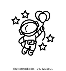 Icono de Astronauta con globos en vector. Ilustración
