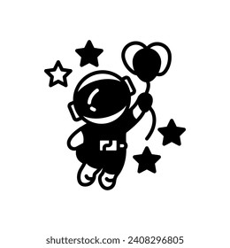 Astronaut With Balloons icon in vector. Illustration
