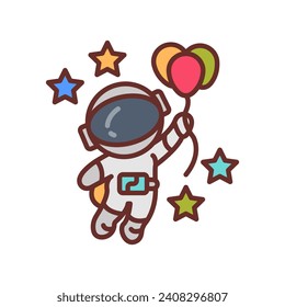 Astronaut With Balloons icon in vector. Illustration
