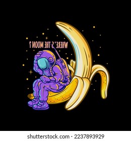 astronaut and banana design, vector design and illustration. for tshirt and merchandise.