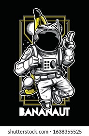 Astronaut & Banana Illustration Mascot Tshirt