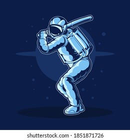 astronaut baseball vector illustration design