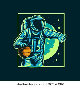 astronaut basketball vector illustration design