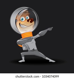 Astronaut Bear Character Doing Some Pointing Poses. Vector Animal Illustration