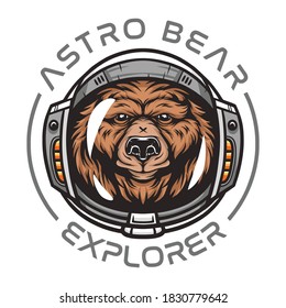 Astronaut bear,wild animal wearing space suit wild animal illustration for t-shirt Premium Vector