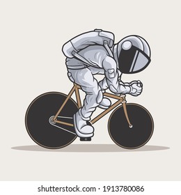 The astronaut of a bicycle.Premium Vector