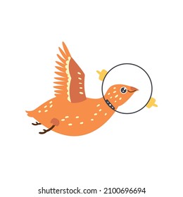 Astronaut Bird  hand drawn naive art