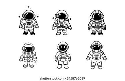 astronauta negro silueta contorno para un libro de colorear para niños