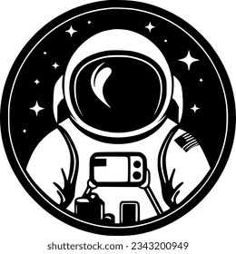 Astronaut - Black and White Isolated Icon - Vector illustration