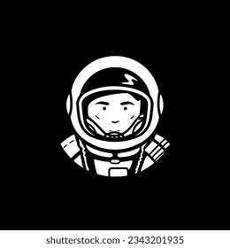 Astronaut - Black and White Isolated Icon - Vector illustration