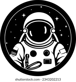 Astronaut - Black and White Isolated Icon - Vector illustration