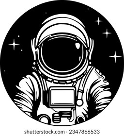 Astronaut - Black and White Isolated Icon - Vector illustration