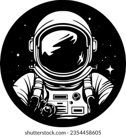 Astronaut - Black and White Isolated Icon - Vector illustration