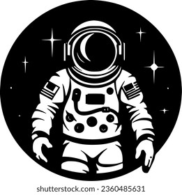 Astronaut - Black and White Isolated Icon - Vector illustration