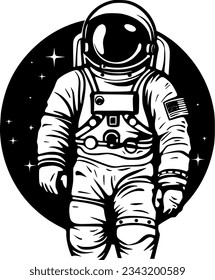 Astronaut | Black and White Vector illustration