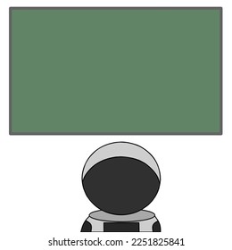 astronaut and blackboard vector illustration