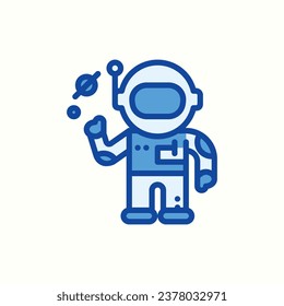 astronaut blue icon, isolated icon in light background, perfect for website, blog, logo, graphic design, social media, UI, mobile app