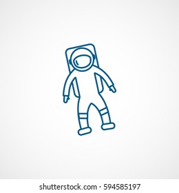 Astronaut Blue Line Icon On White Background 